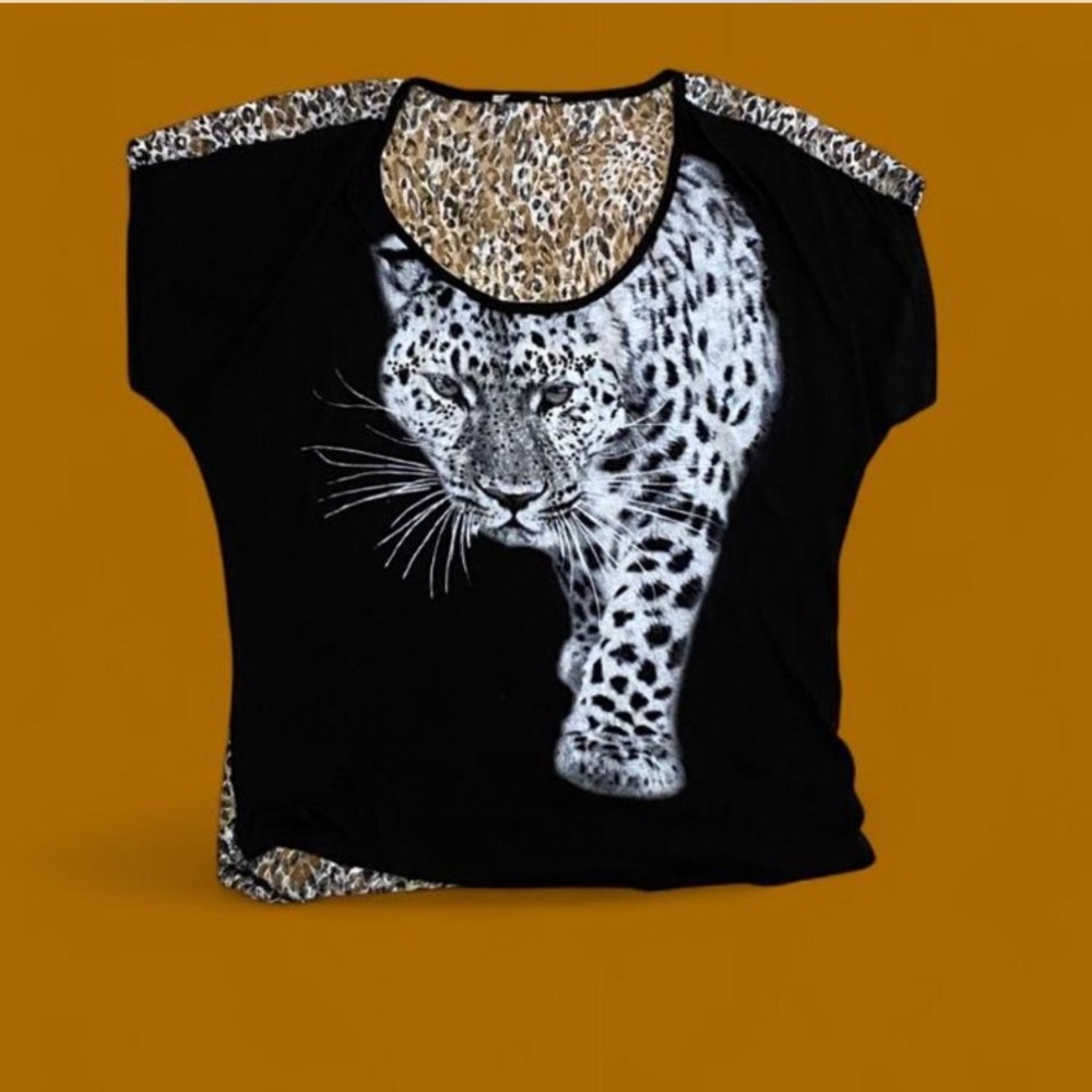 Black Leopard Print Top